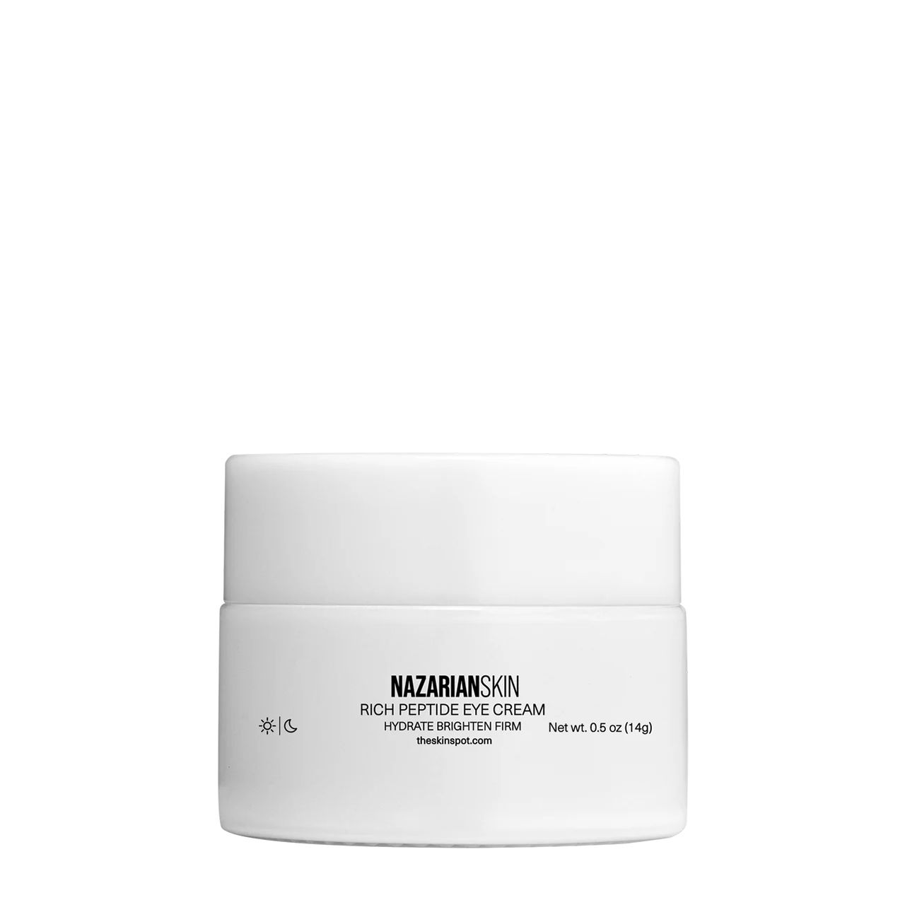 Rich peptide eye cream in a jar.