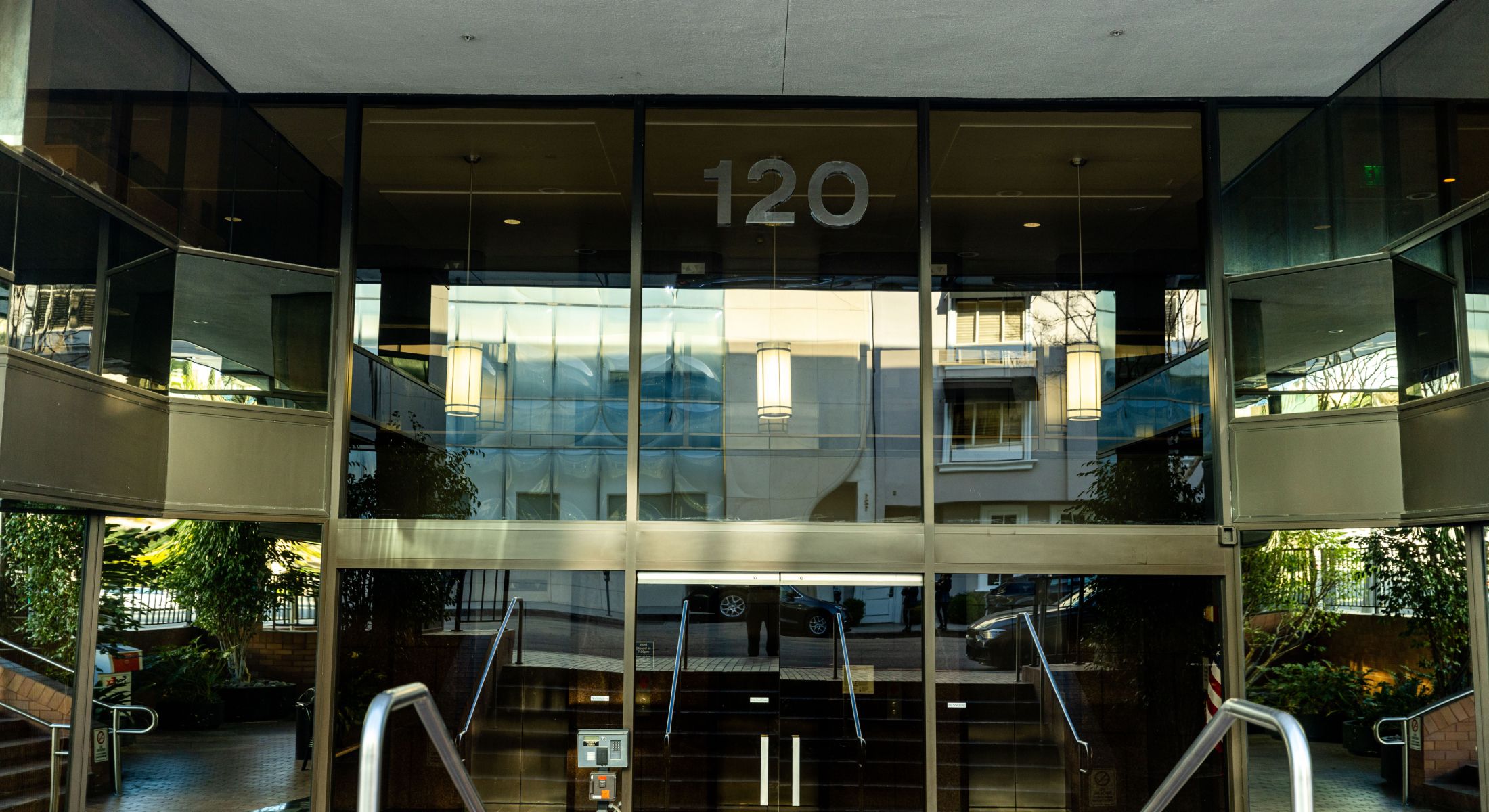 Entrance of building with number 120 displayed.